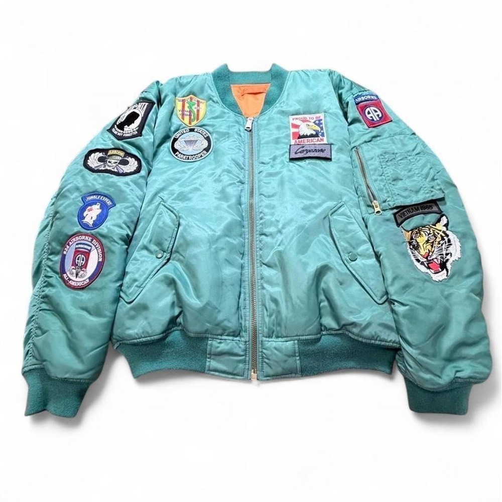 Vintage green USA veteran bomber jacket
